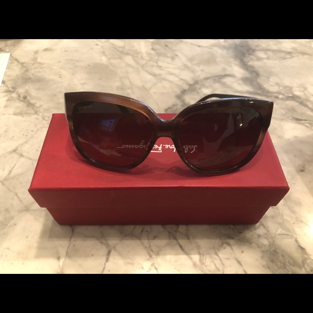 Salvatore Ferragamo Striped Brown Sunglasses